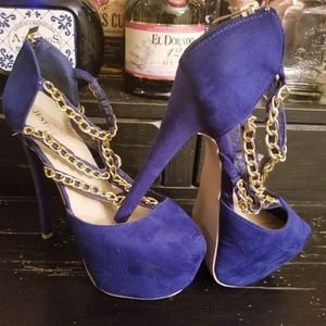 JustFab Royal Blue Platform Heels 7